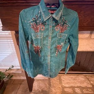 Roar Cowgirl Western Bling Shirt Small